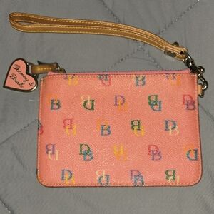 Dooney & Bourke Pink Heart Logo Charm with Tan Strap